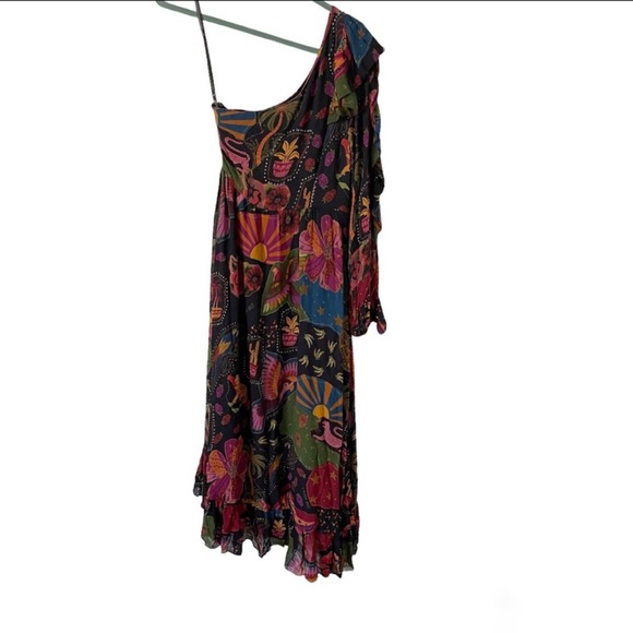 NWT FARM Rio Crazy Mix One-Shoulder Midi Dress Size S - Picture 5 of 14